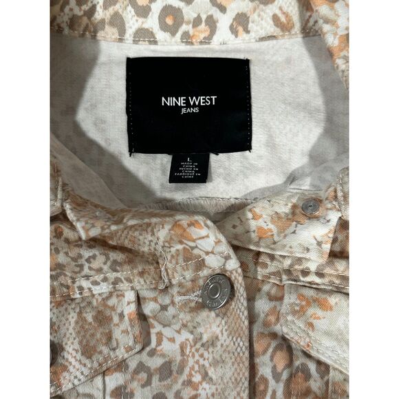 Nine West Jeans Sarah Leopard Denim Jacket, Large - Picture 5 of 6